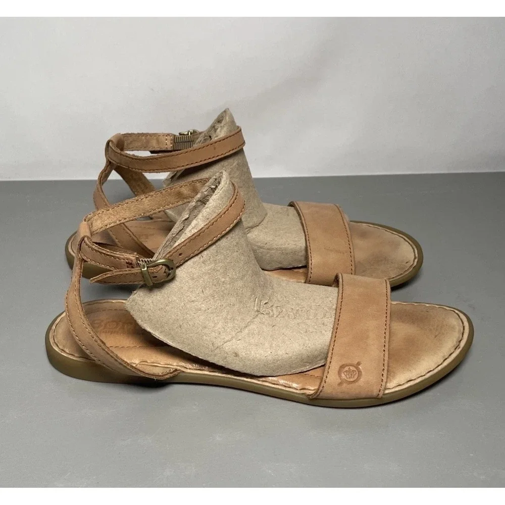 Born Alice Women's Leather Ankle Wrap Sandals Size 8